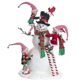 18" Peppermint Palace Elves and Snowman Christmas Decoration