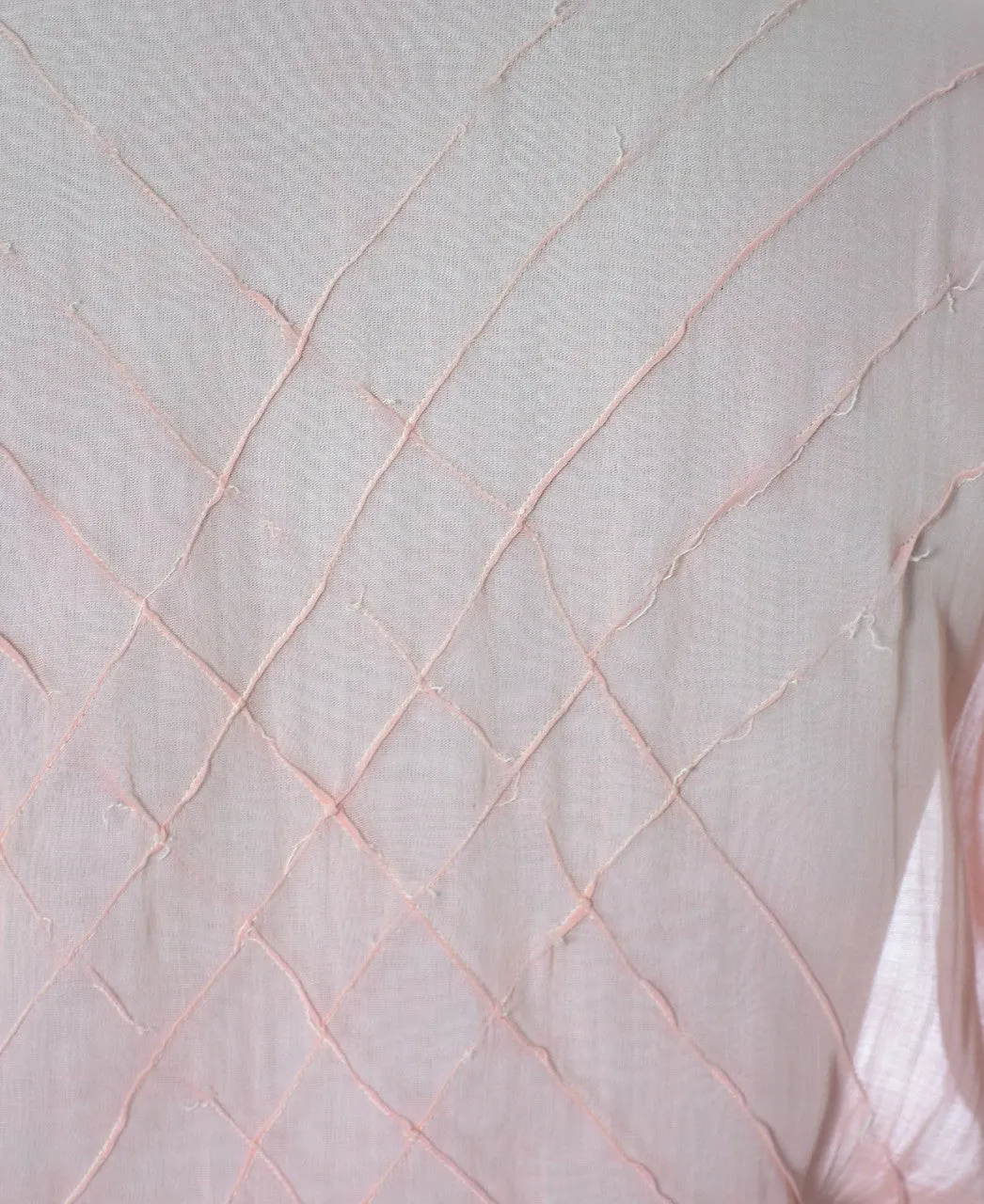 1920s Pink Vintage Dress in Cotton Voile w Floral Embroidery
