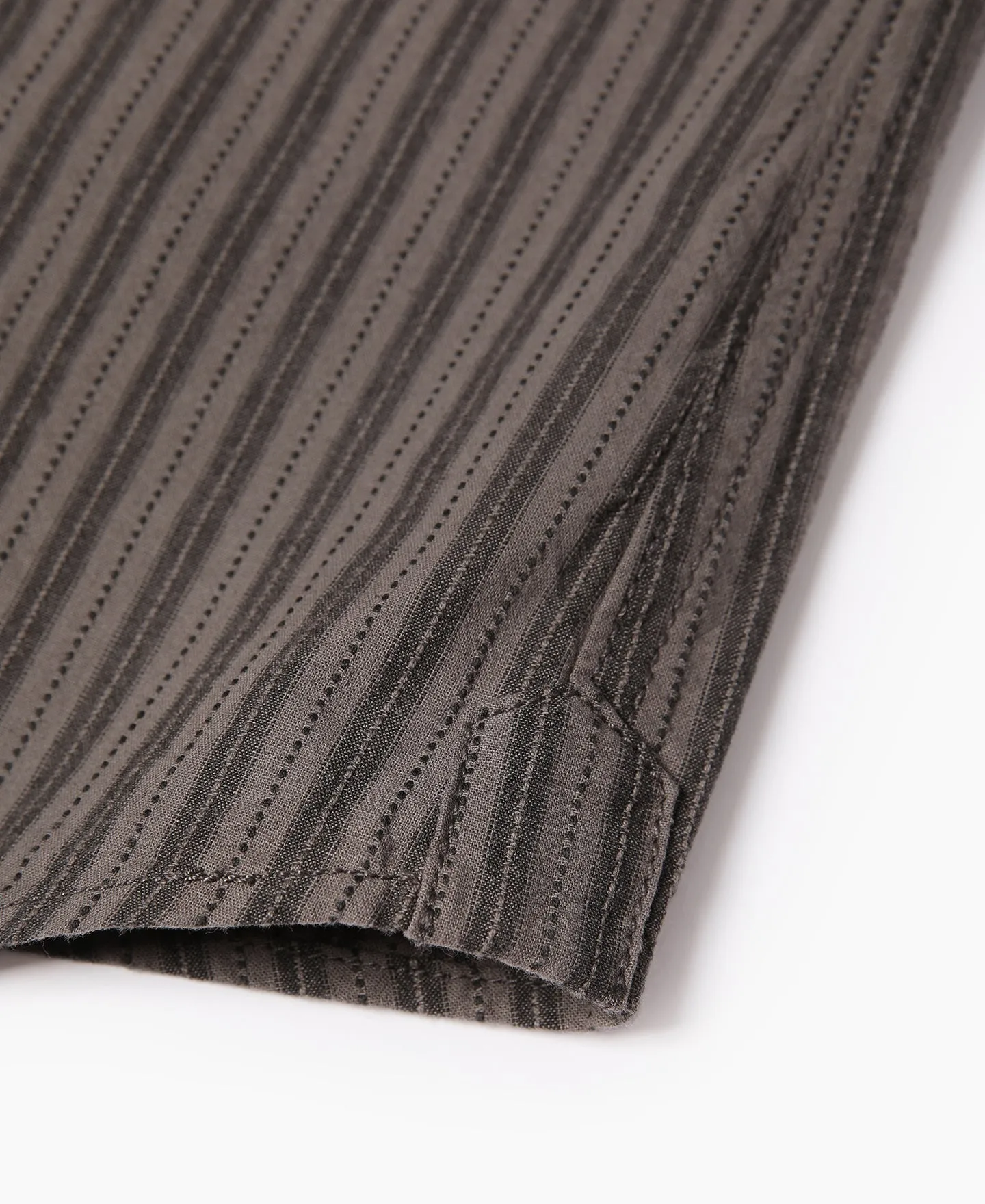 1930s 6 oz Yarn-Dyed Dobby Taupe Brown Striped Work Shirt