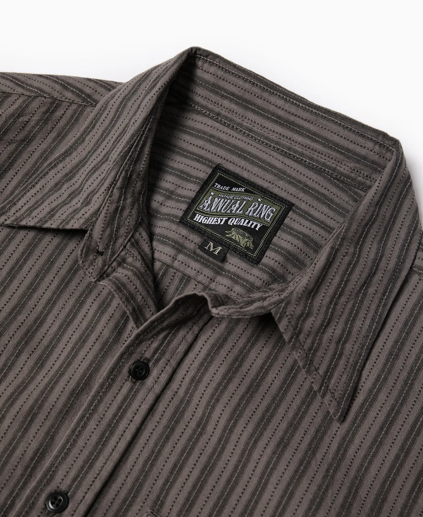 1930s 6 oz Yarn-Dyed Dobby Taupe Brown Striped Work Shirt