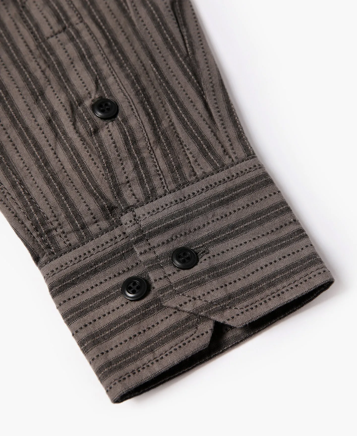 1930s 6 oz Yarn-Dyed Dobby Taupe Brown Striped Work Shirt