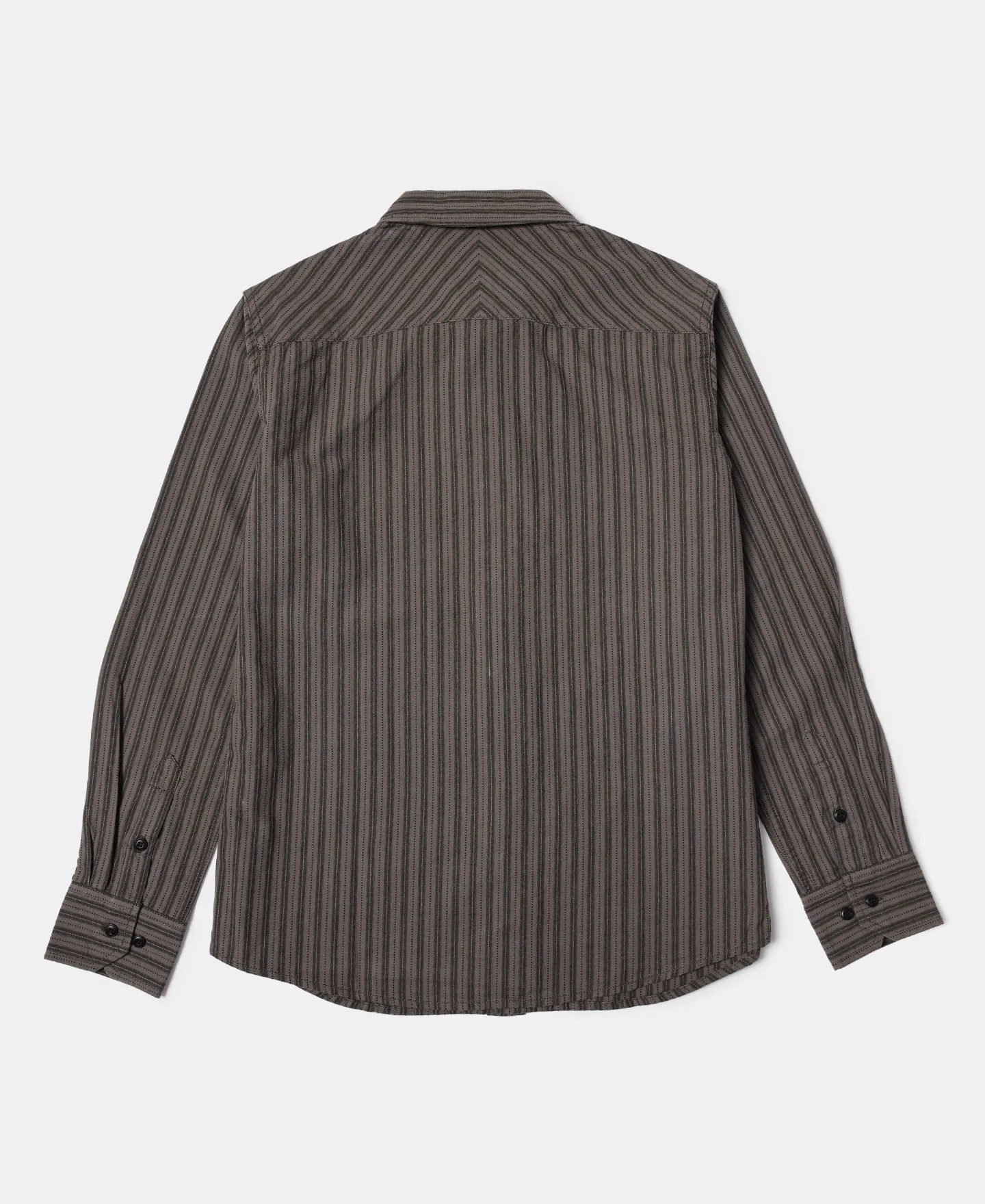 1930s 6 oz Yarn-Dyed Dobby Taupe Brown Striped Work Shirt