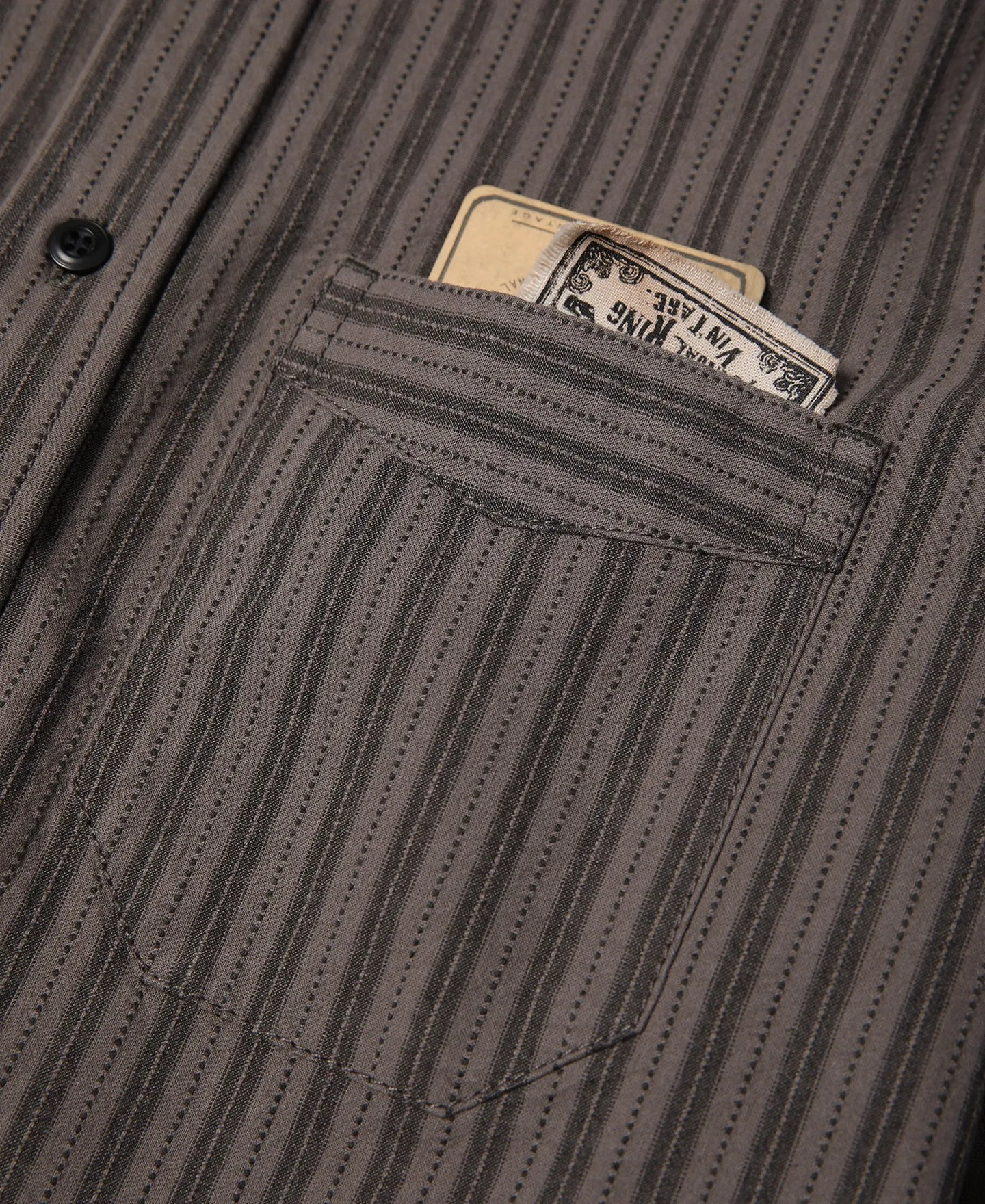 1930s 6 oz Yarn-Dyed Dobby Taupe Brown Striped Work Shirt