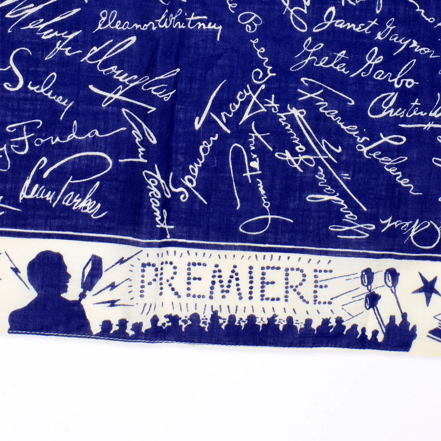 1930s Rare Vintage Hollywood Premier Movie Star Scarf Handkerchief