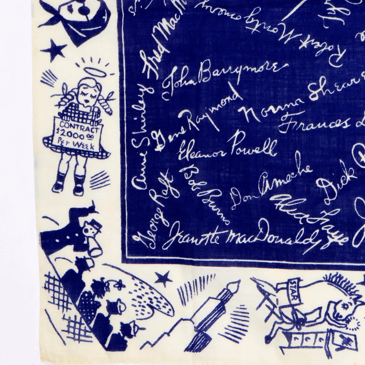 1930s Rare Vintage Hollywood Premier Movie Star Scarf Handkerchief