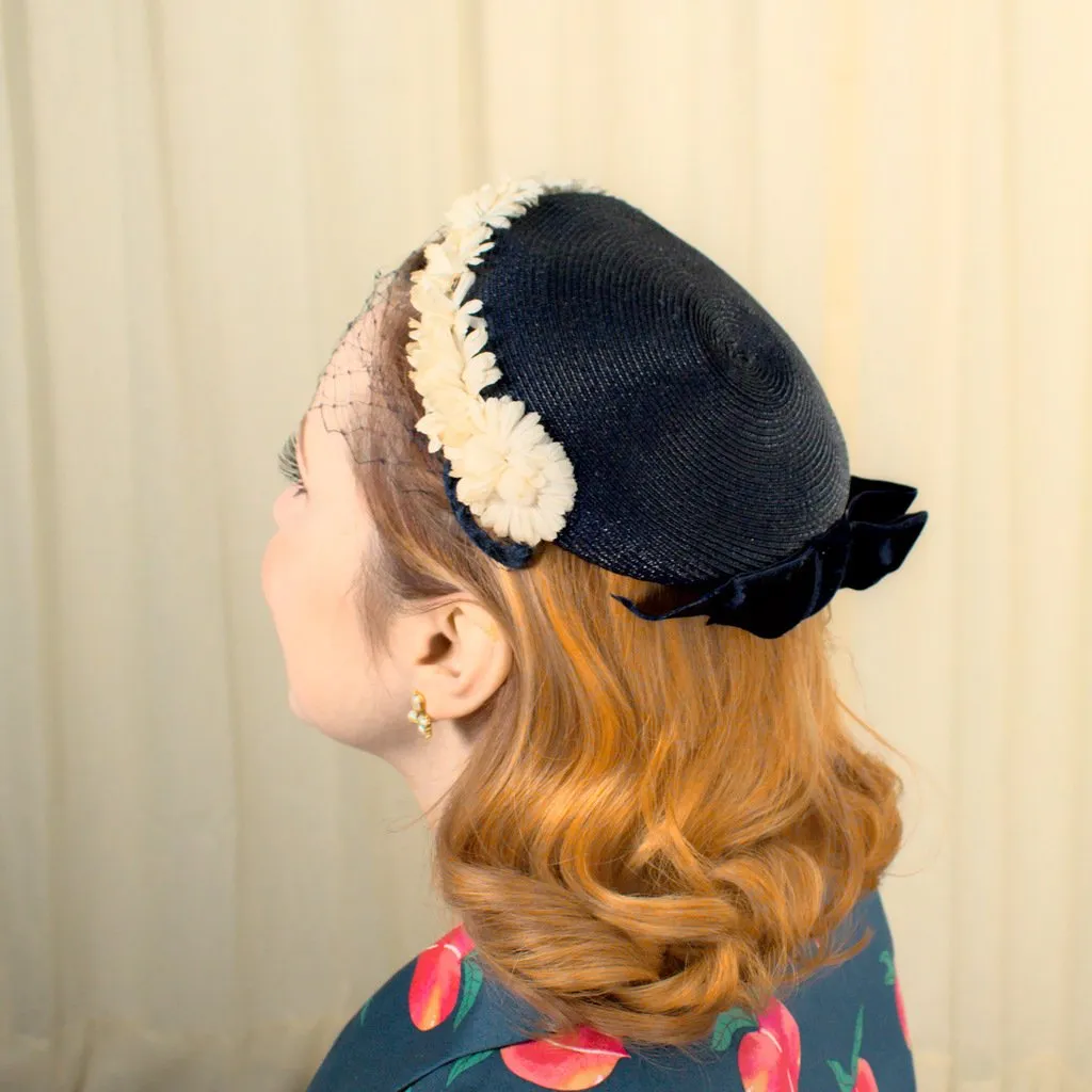 1950s Navy Daisy Hat