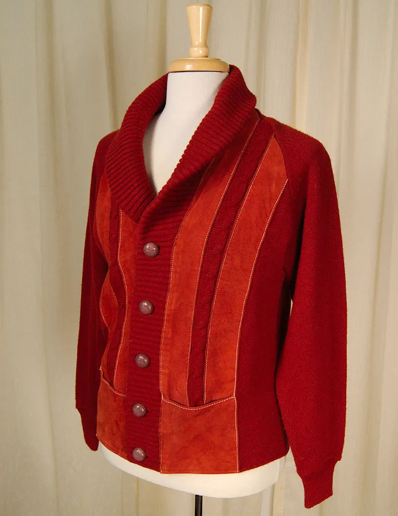 1950s Rust Ultra Suede Cardigan