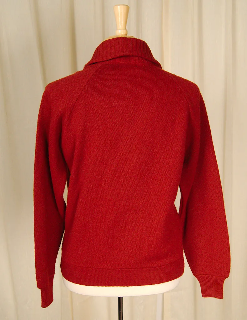 1950s Rust Ultra Suede Cardigan
