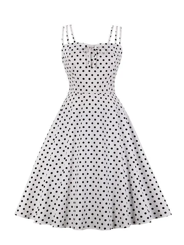 1950S Vintage Polka Dot Spaghetti Strap Dress