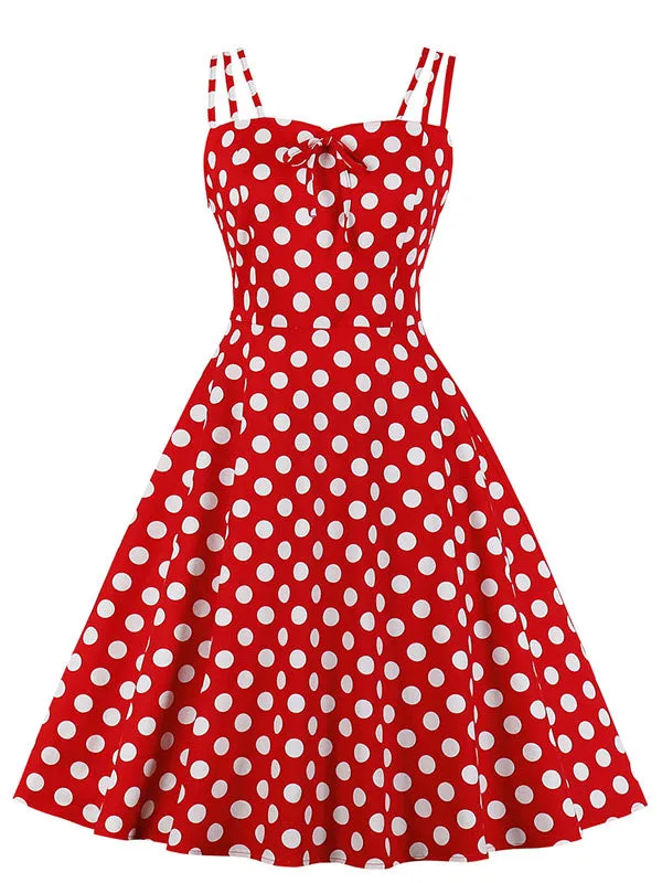 1950S Vintage Polka Dot Spaghetti Strap Dress