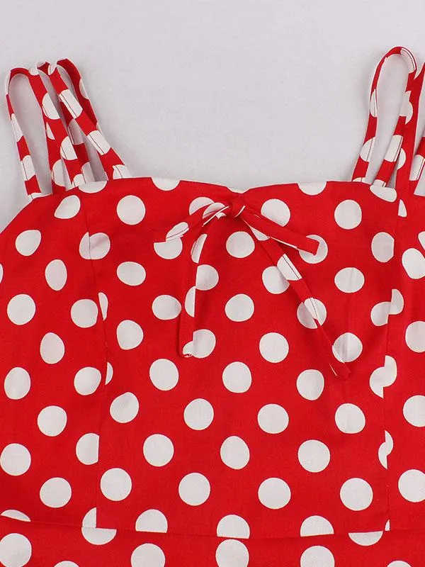 1950S Vintage Polka Dot Spaghetti Strap Dress