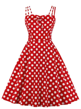 1950S Vintage Polka Dot Spaghetti Strap Dress