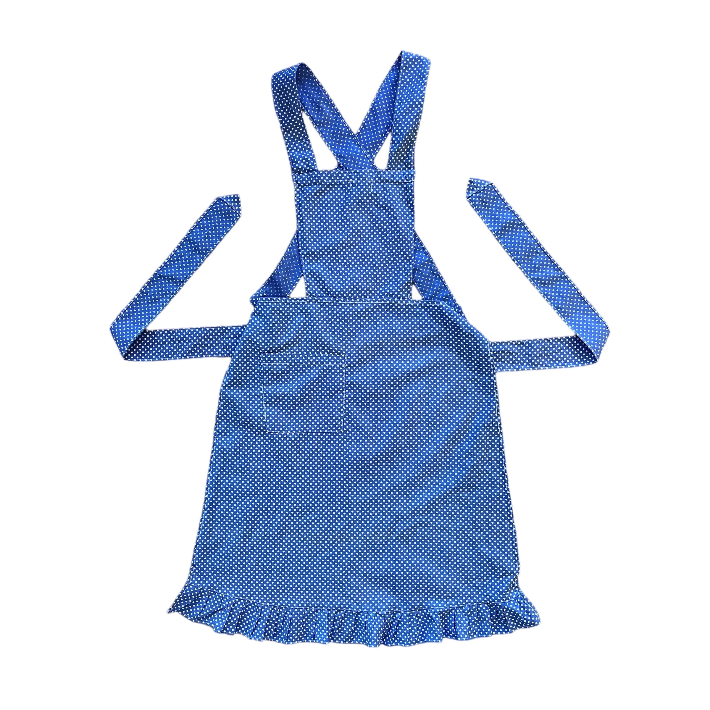 1960s Blue  Polka Dot Apron 3-4Y