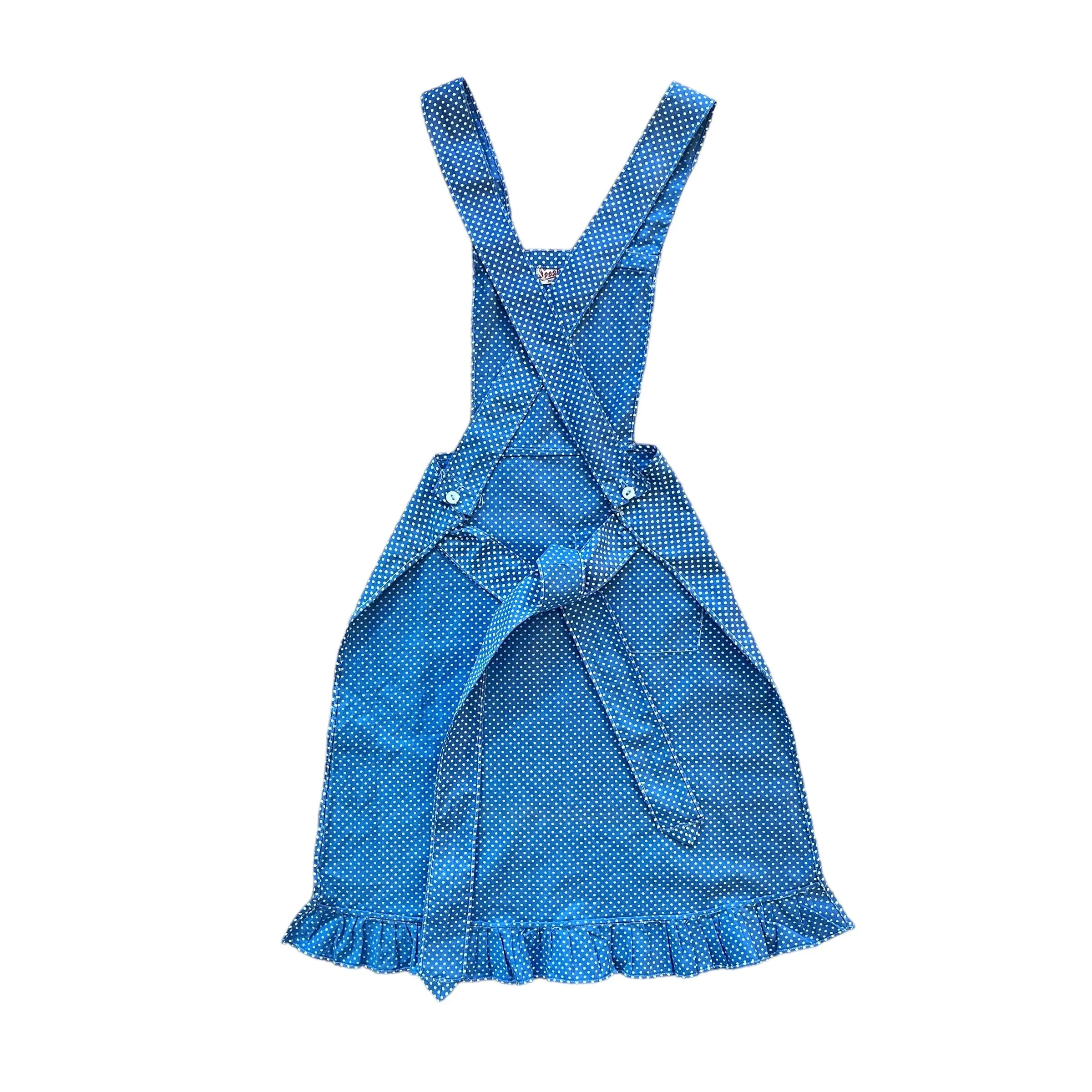 1960s Blue  Polka Dot Apron 3-4Y