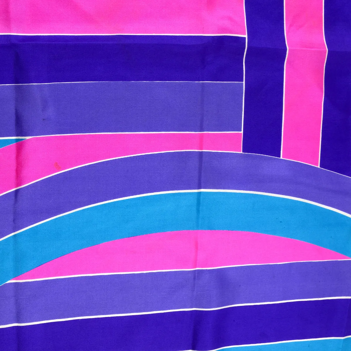 1960s Gold-Piece Collection Vera Neumann Pink, Purple & Teal Geometric Striped Scarf