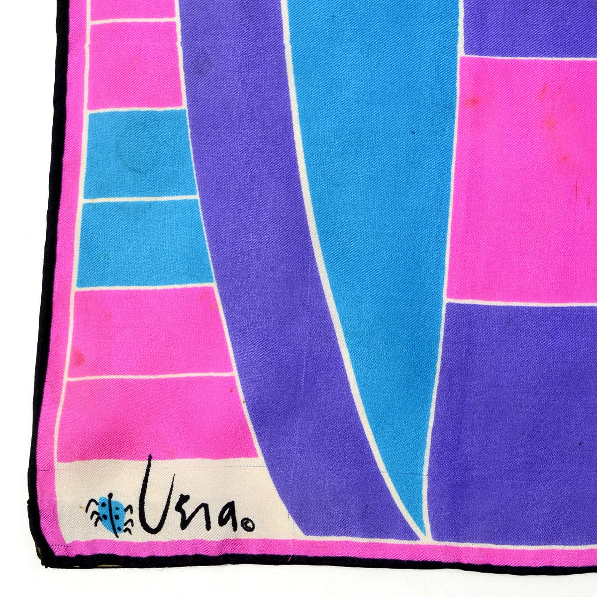 1960s Gold-Piece Collection Vera Neumann Pink, Purple & Teal Geometric Striped Scarf