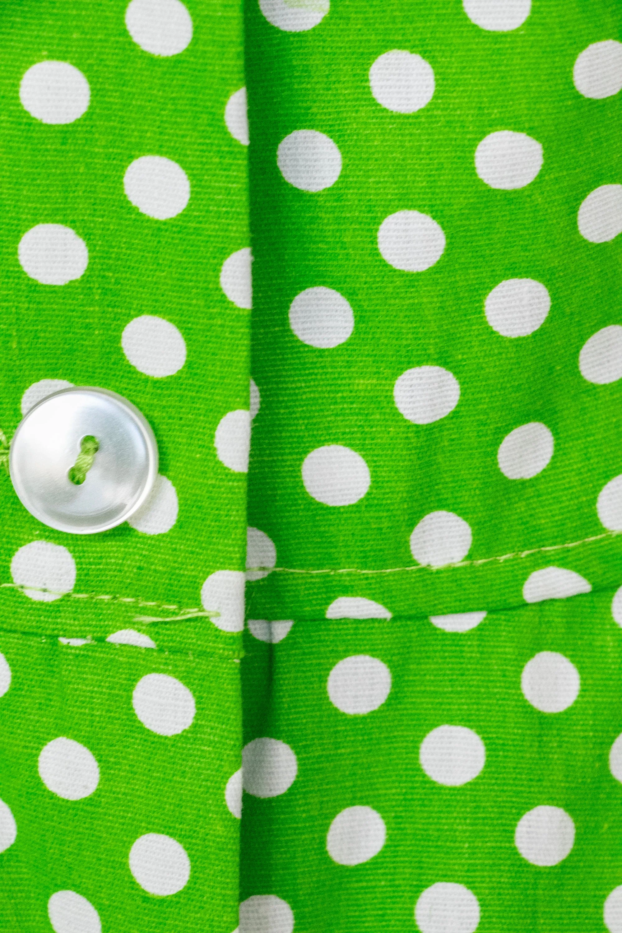 1960s Shirt Dress Polka Dot Green S/M