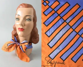 1960s Silk Geometric Scarf by Schiaparelli