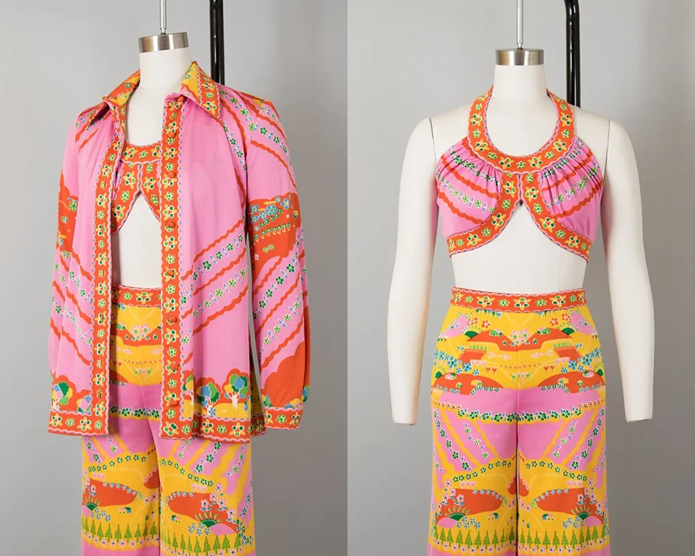 1970s Paganne Pop Art Novelty Print Three-Piece Set | small