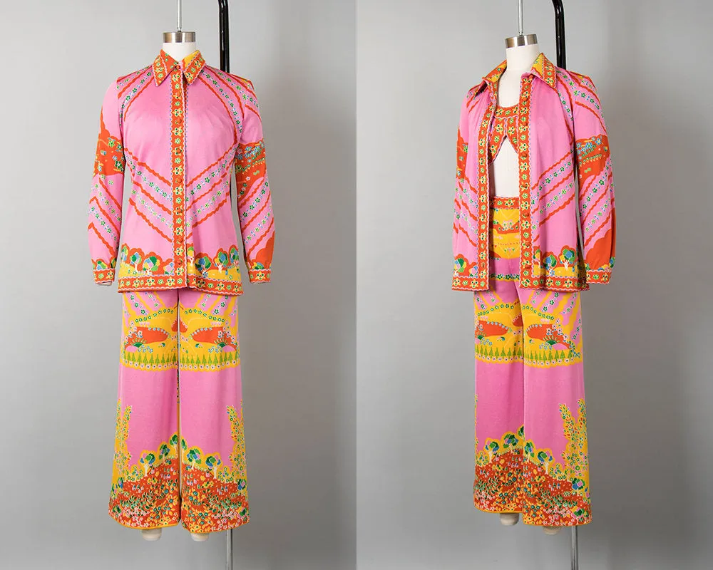 1970s Paganne Pop Art Novelty Print Three-Piece Set | small