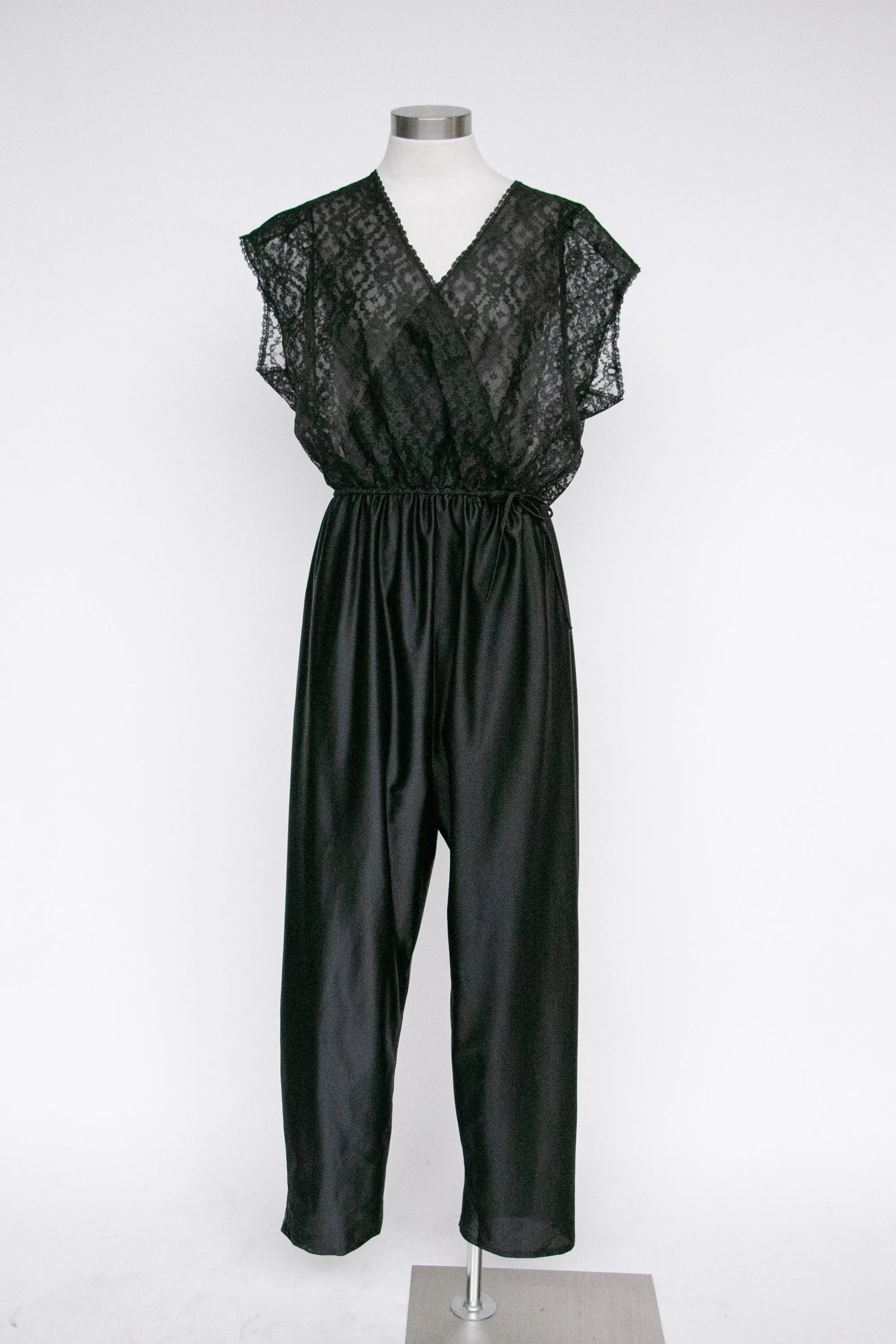 1980s Jumpsuit Lingerie Loungewear Sheer Lace Onesie