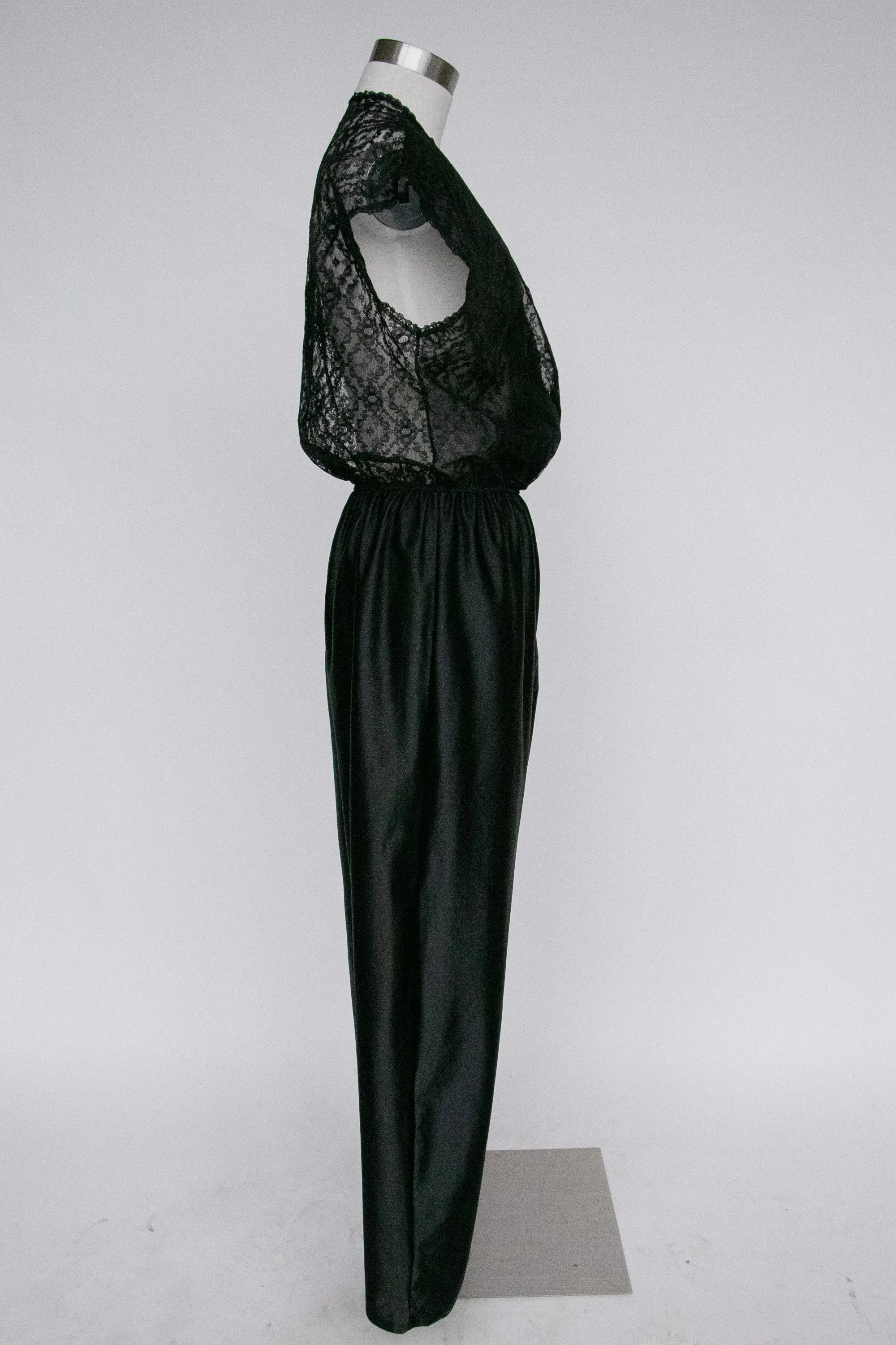 1980s Jumpsuit Lingerie Loungewear Sheer Lace Onesie