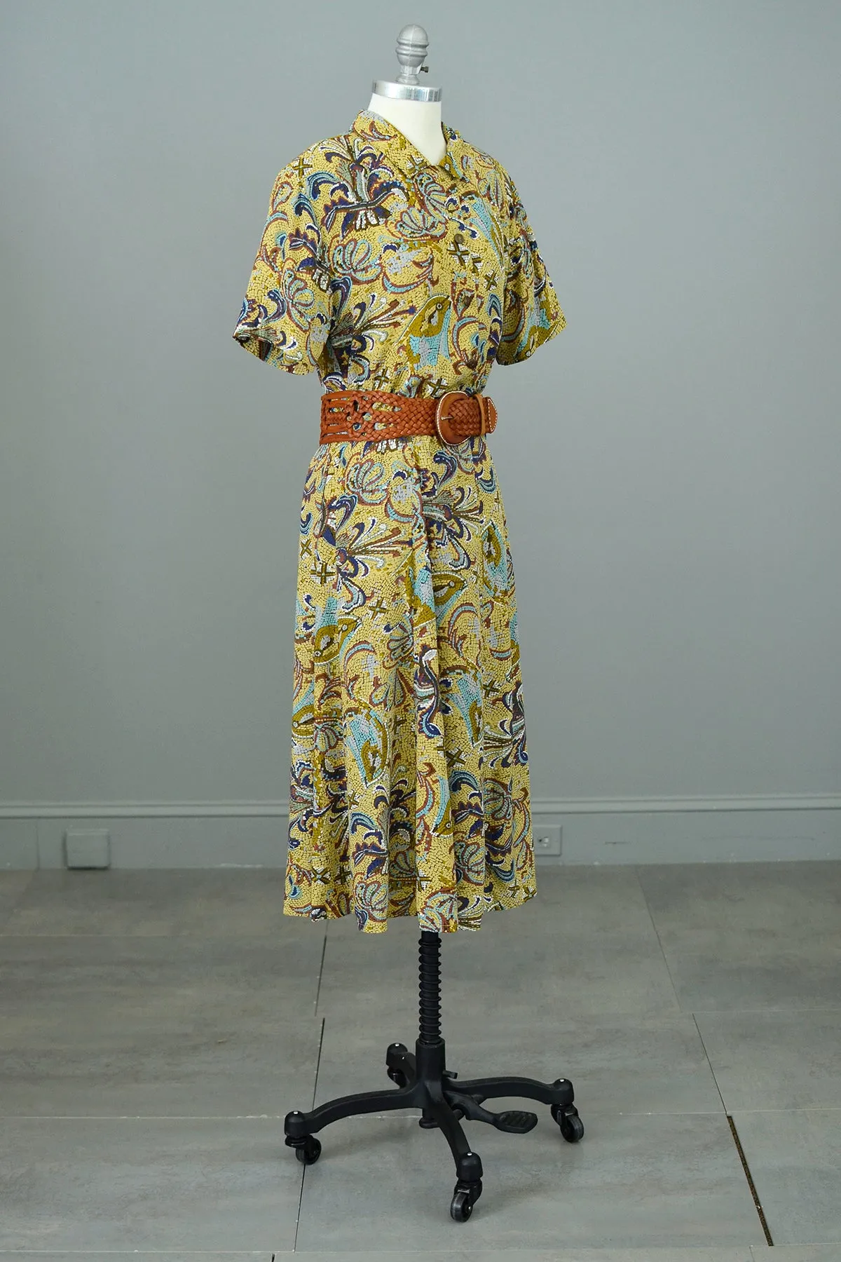 1980s Mosaic Print Skirt and Blouse
