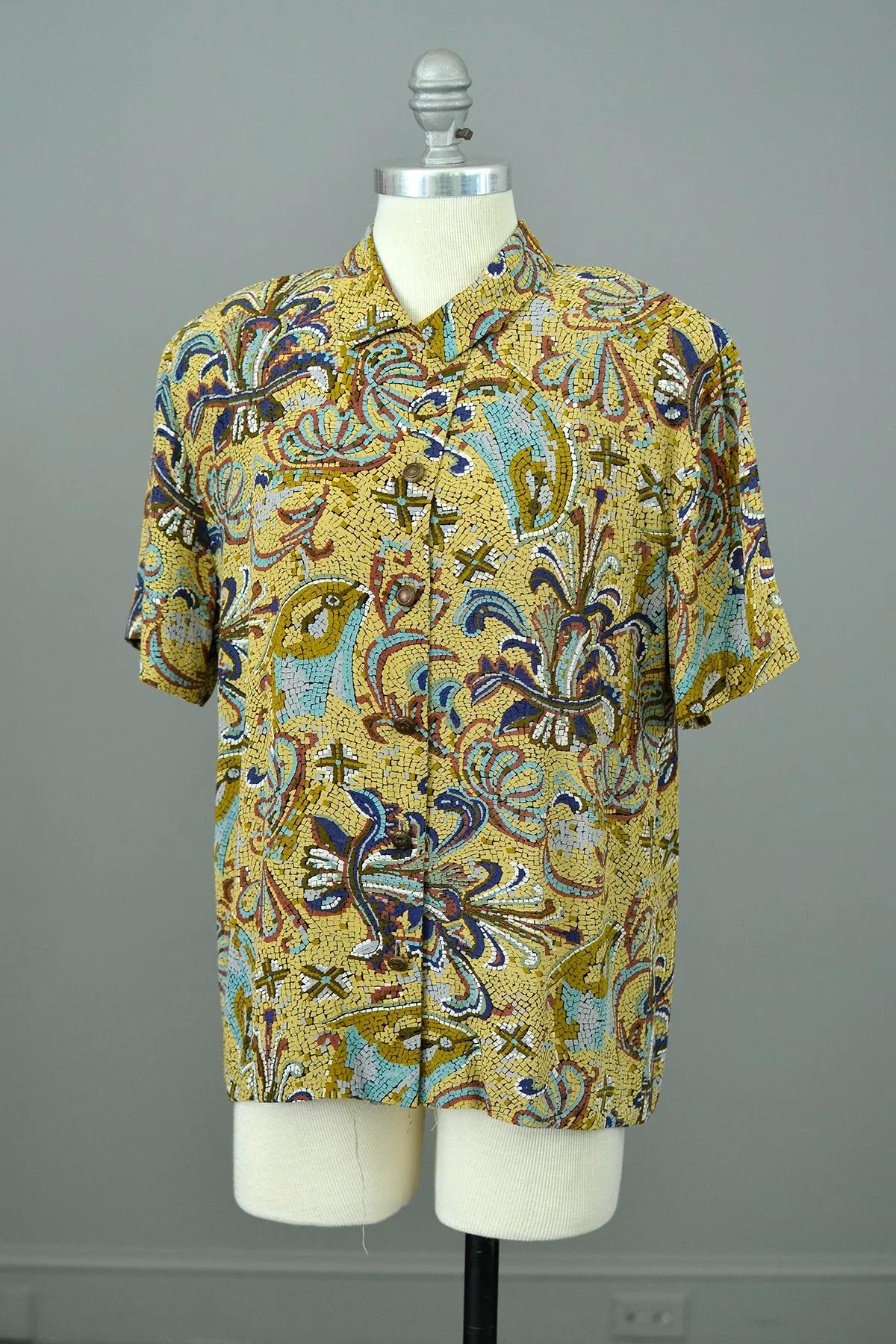 1980s Mosaic Print Skirt and Blouse