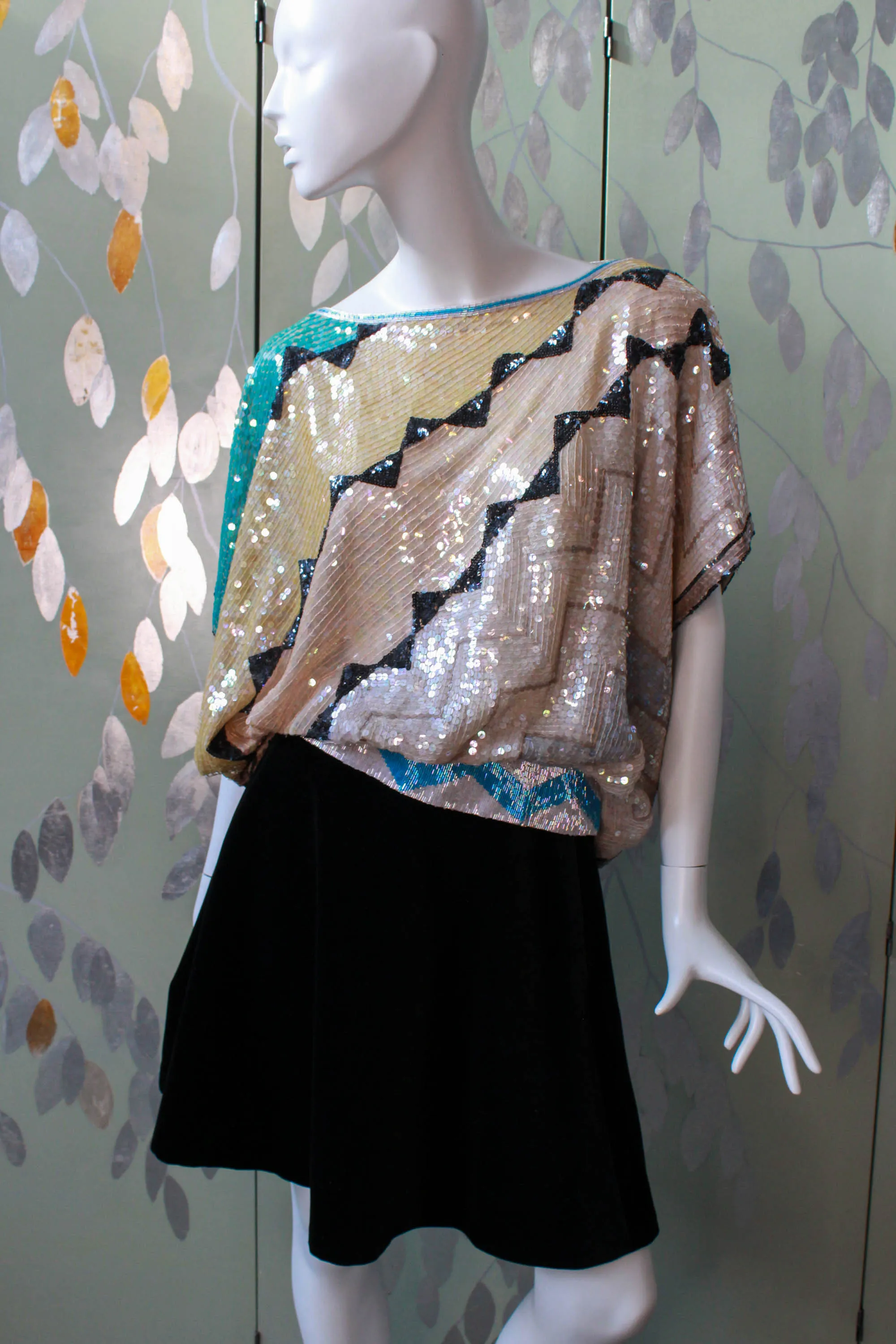 1980s Sequin Geometric Top, Medium/Large