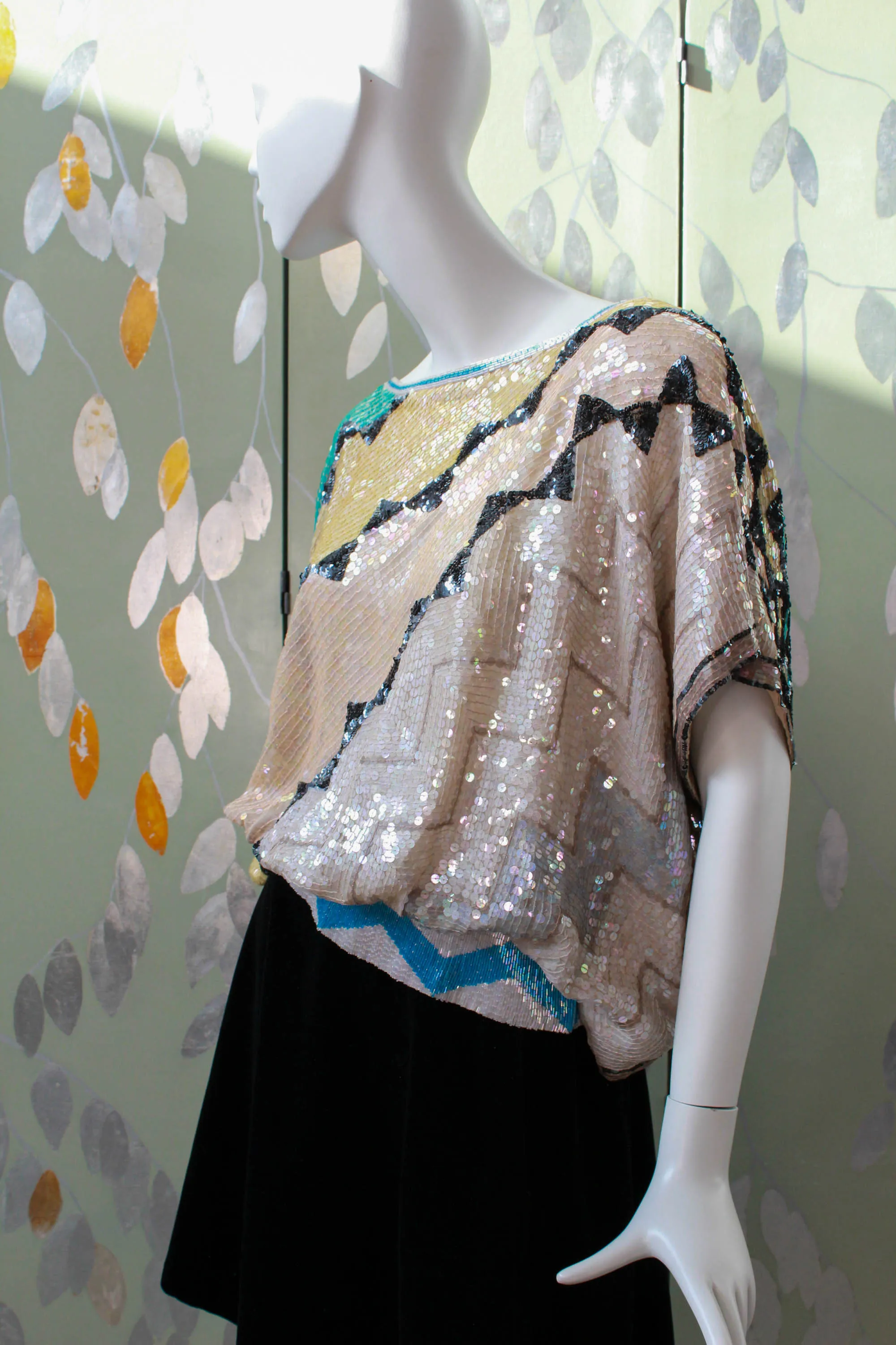 1980s Sequin Geometric Top, Medium/Large