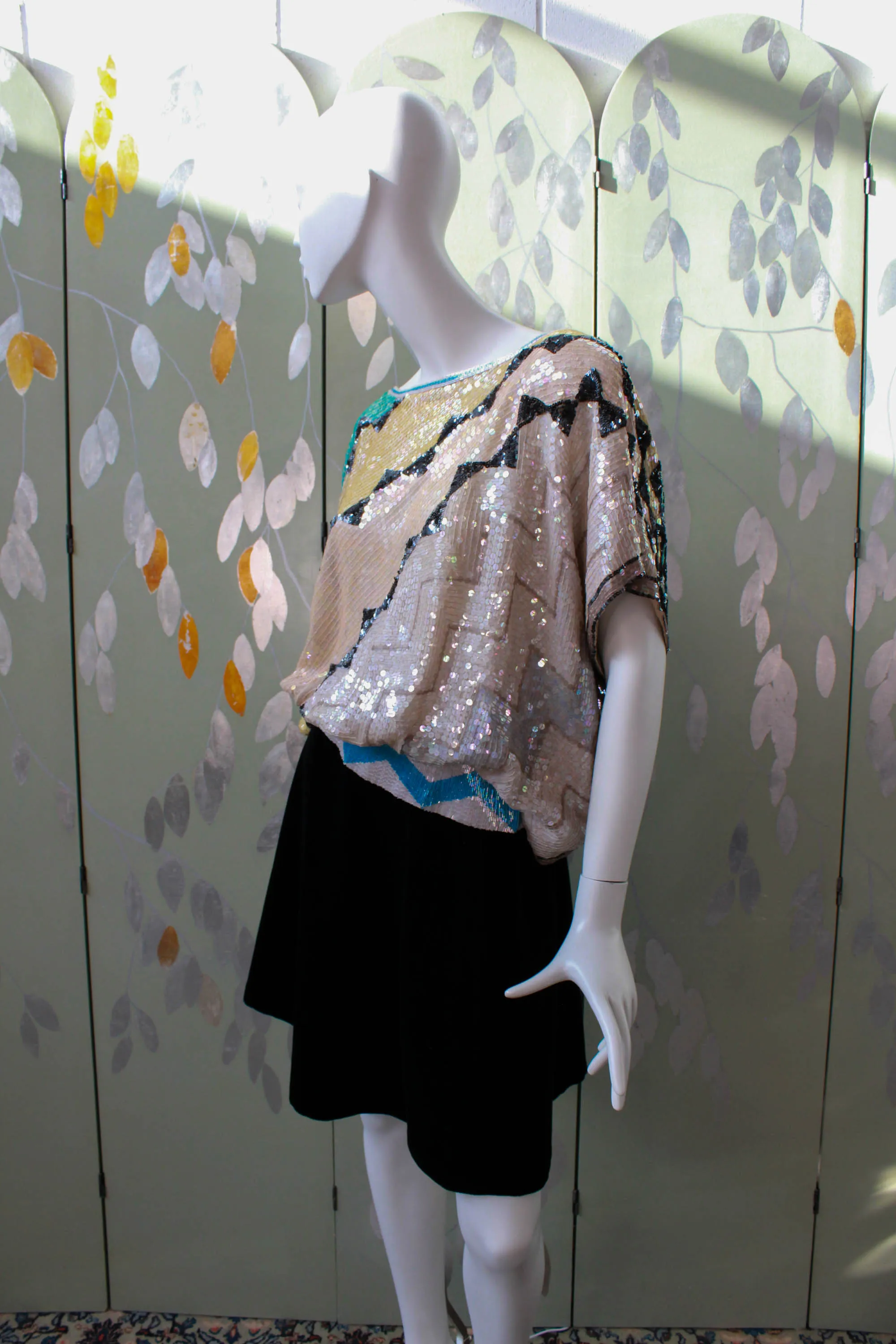 1980s Sequin Geometric Top, Medium/Large