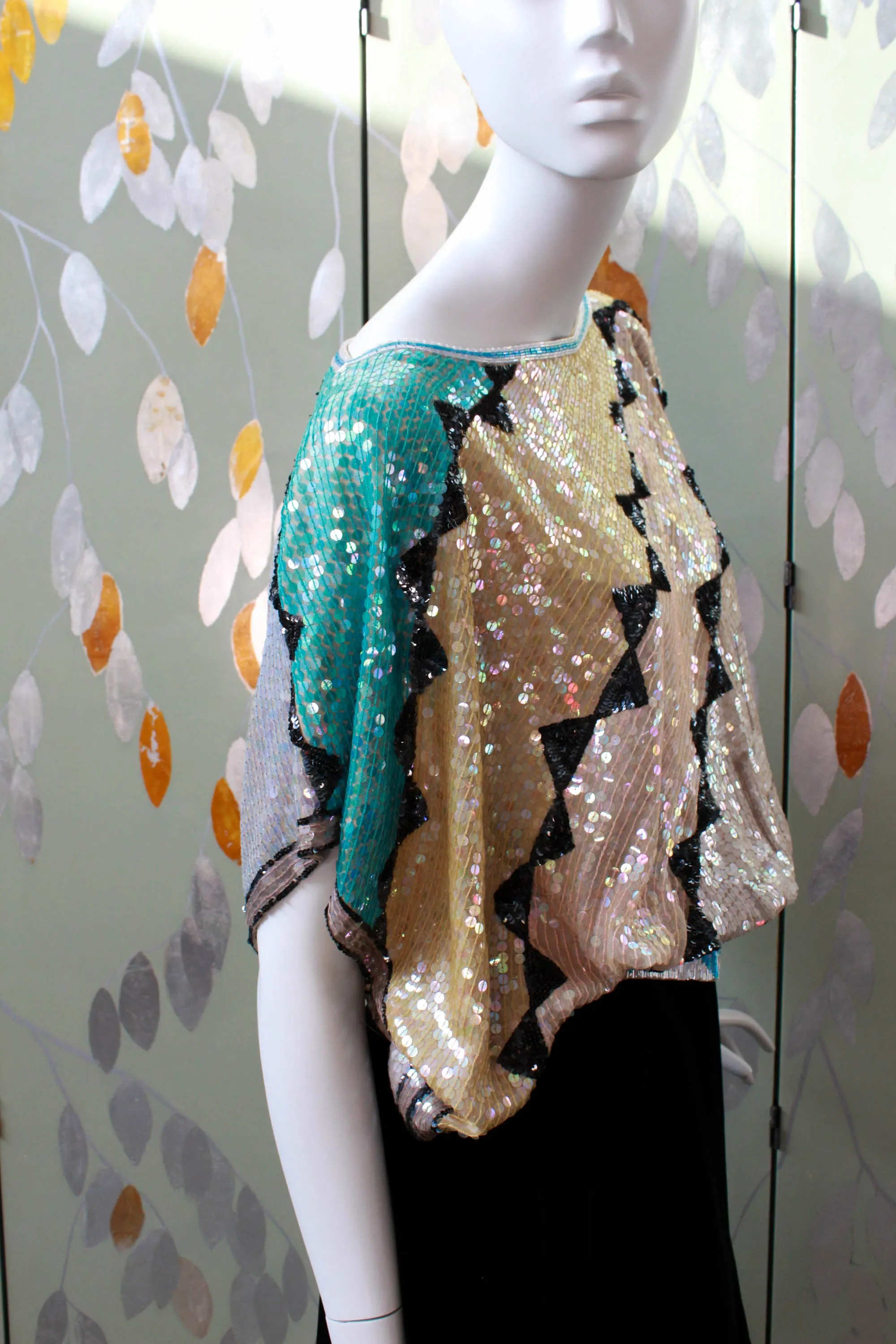 1980s Sequin Geometric Top, Medium/Large