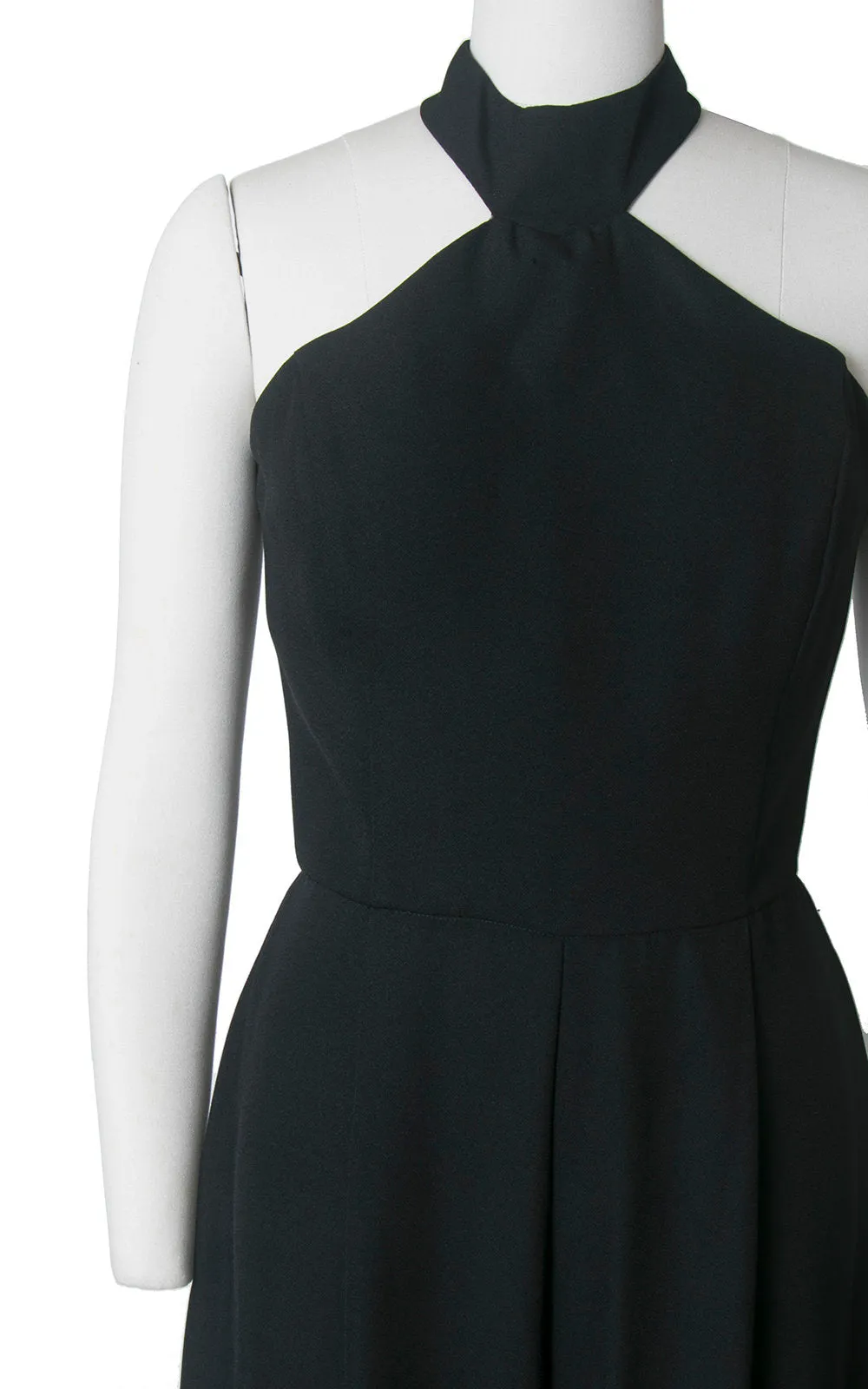 1990s Black Halter Wide Leg Jumpsuit | small