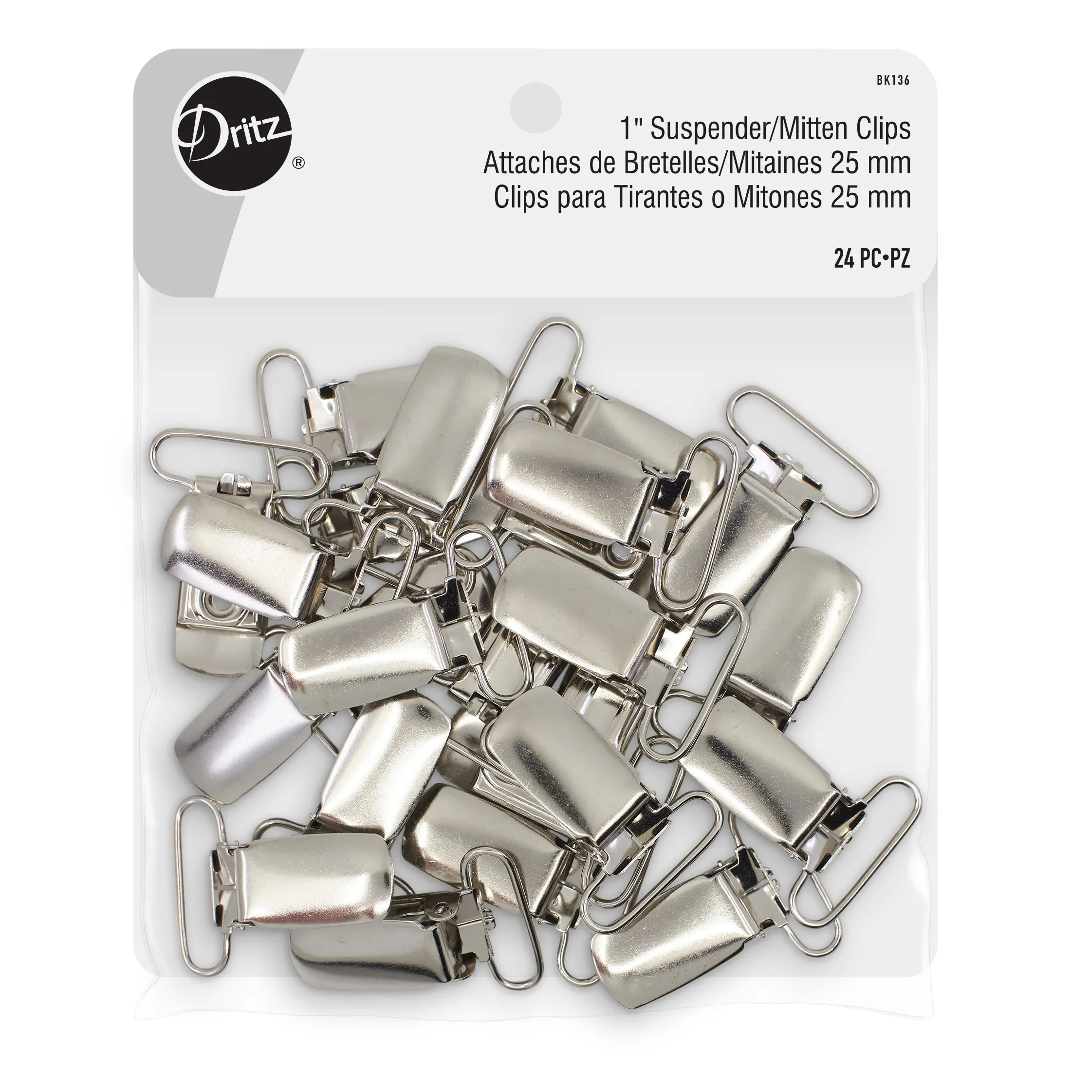 1" Suspender/Mitten Clips, 24 pc, Nickel