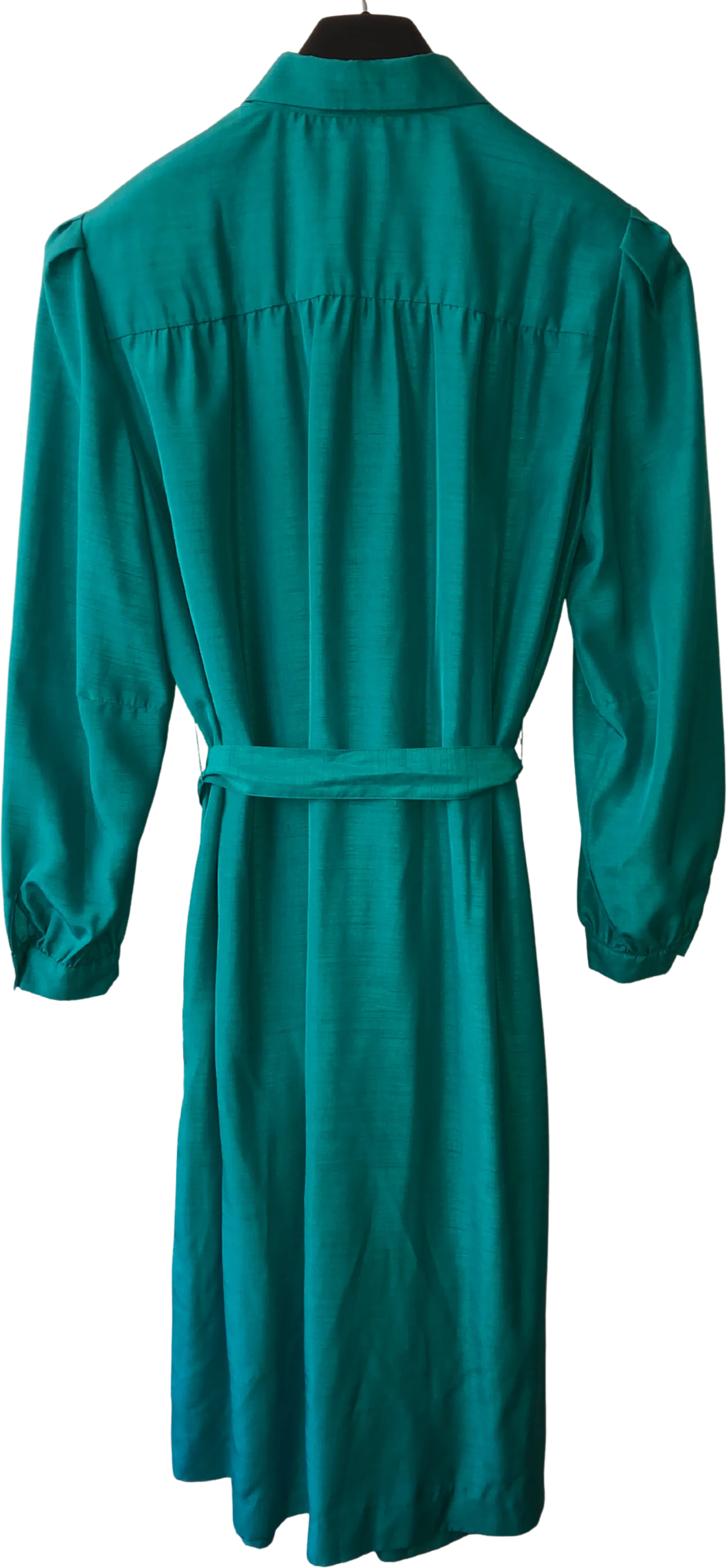 '70’s ILGWU Green Pleated Shirtwaist Dress with Tie Belt by Schrader Sport
