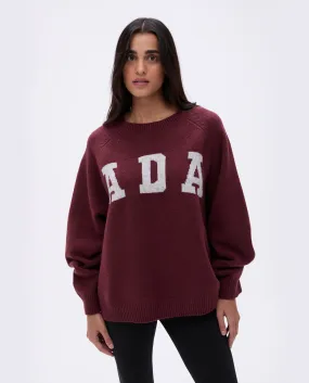 Cozy Oversized Burgundy and Light Grey Melange Knit Sweatshirt