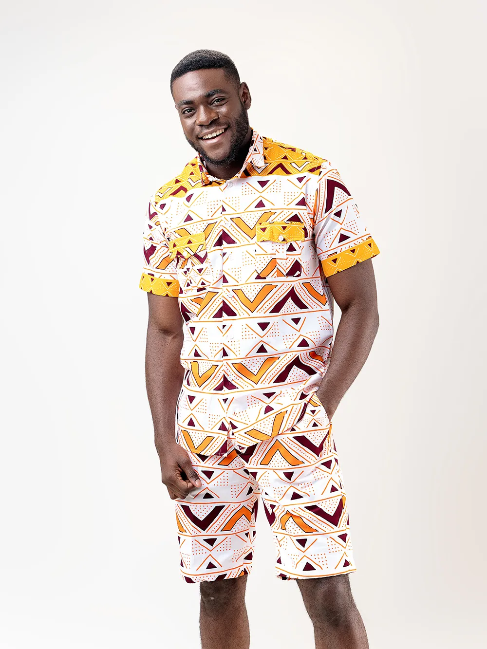 AFRICAN PRINT MANE SHORT SLEEVE SHIRT & MATCHING SHORTS