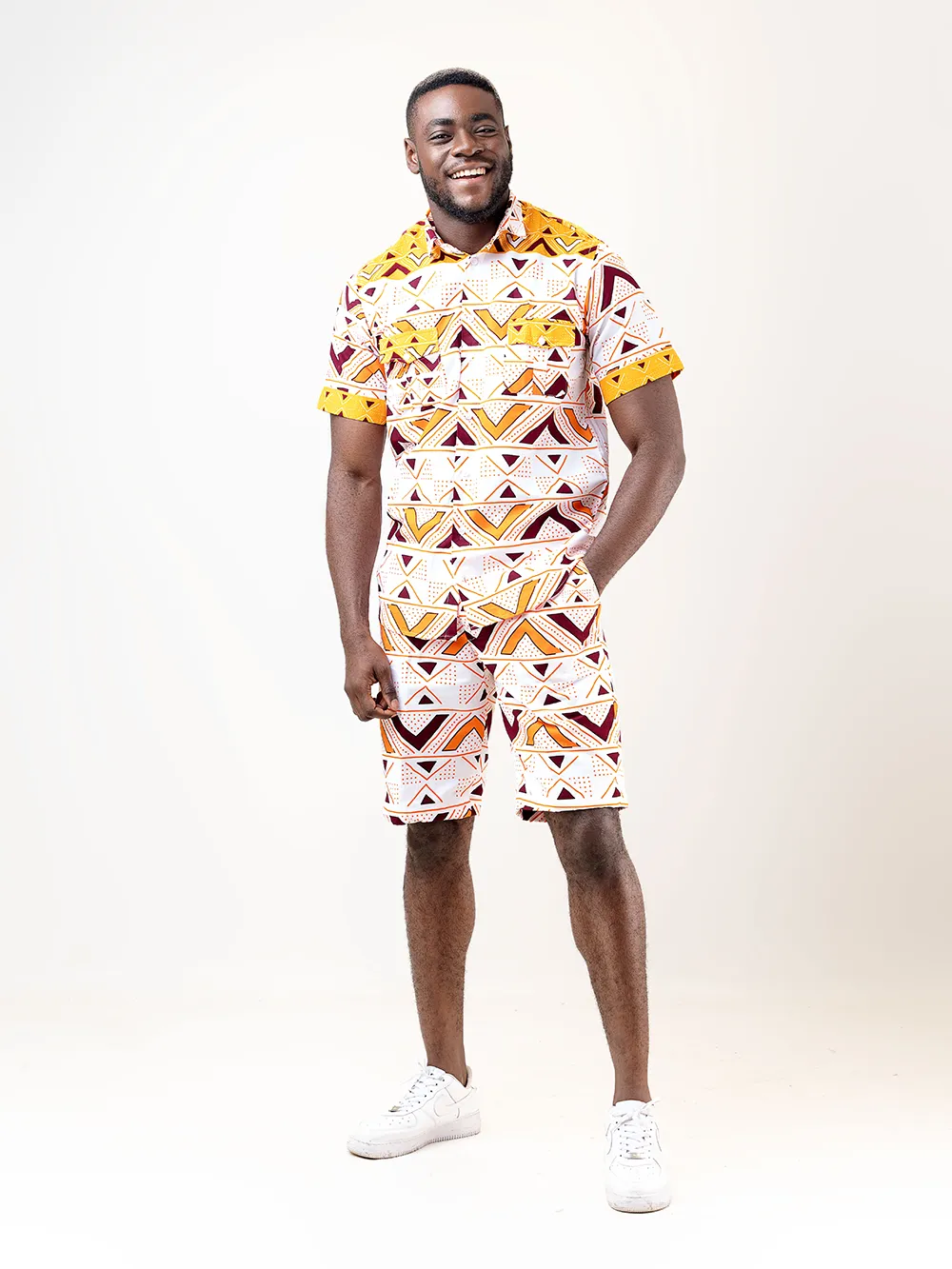 AFRICAN PRINT MANE SHORT SLEEVE SHIRT & MATCHING SHORTS