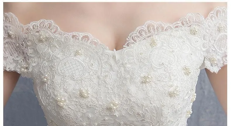 Applique Lace Vintage Wedding Dress Off Shoulder Bride Dress