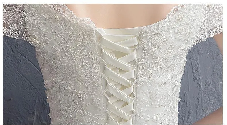 Applique Lace Vintage Wedding Dress Off Shoulder Bride Dress