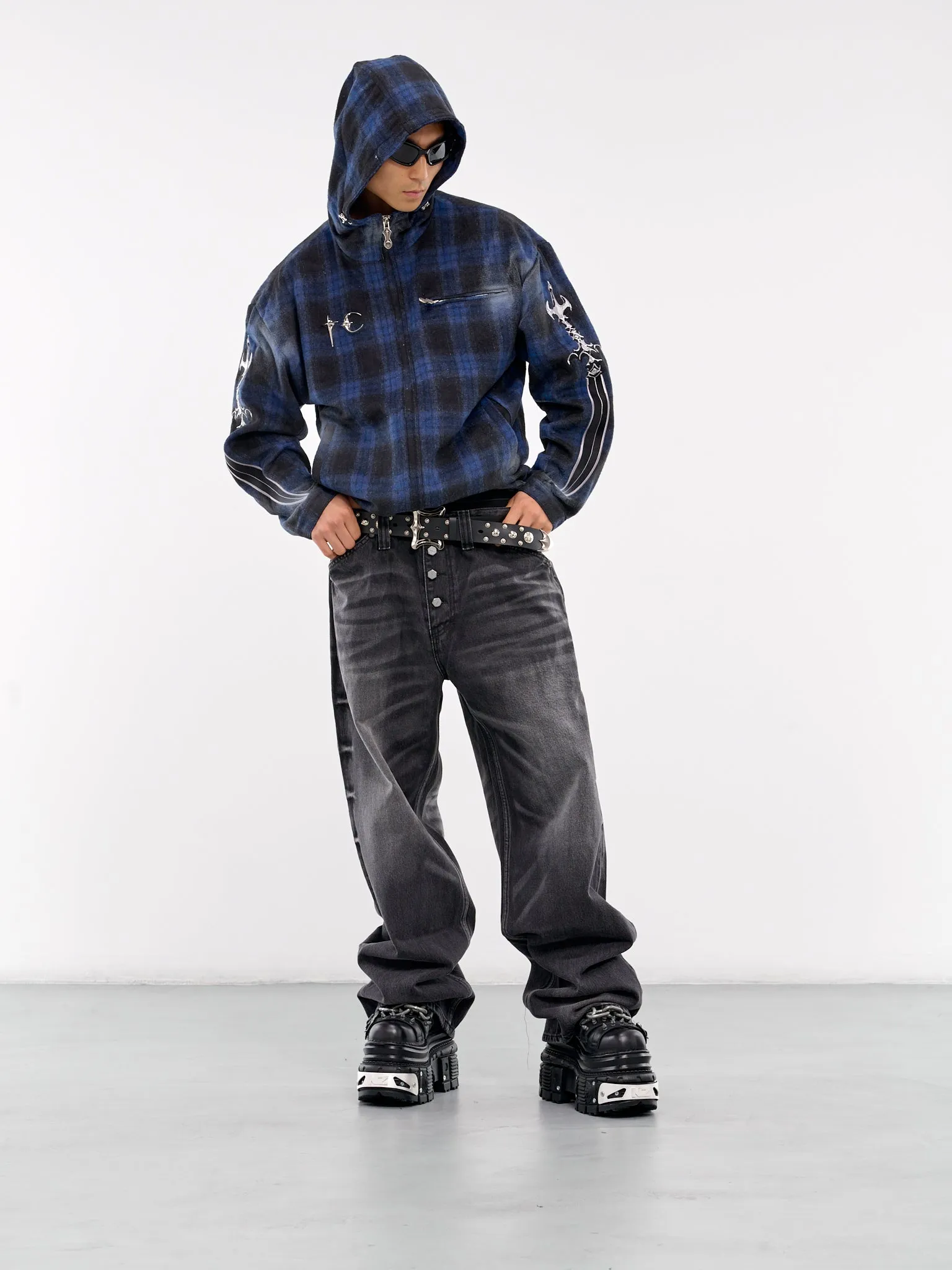 Arab Sword Flannel Zip-Up (JK2303-BLUE)