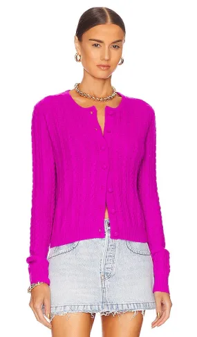 Autumn Cashmere Vintage Cable Cardigan in Fuchsia