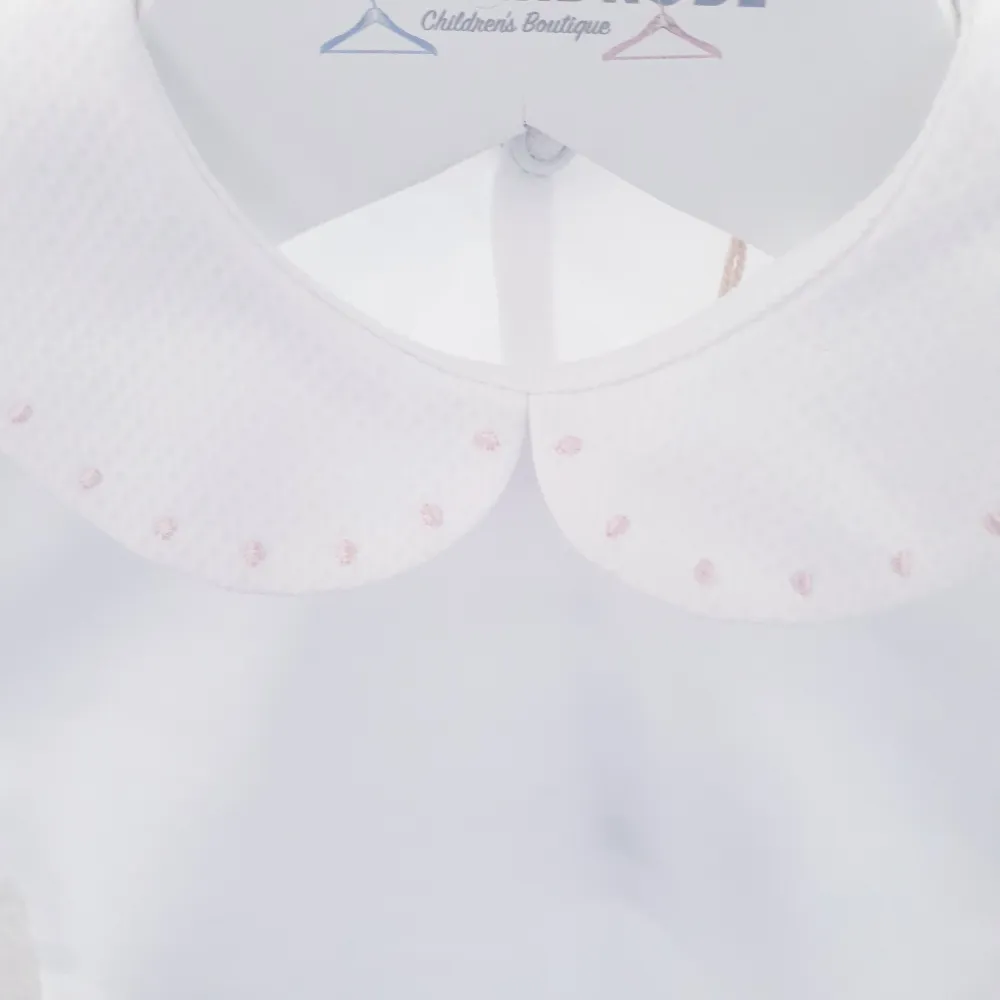Baby Gi White Long Sleeved Bodysuit with Pink Polka Dot Collar