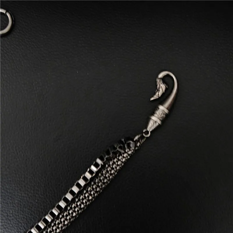 Badass Mens Leather Skull Key Chain Long Pants Chain Biker Wallet Chain For Men