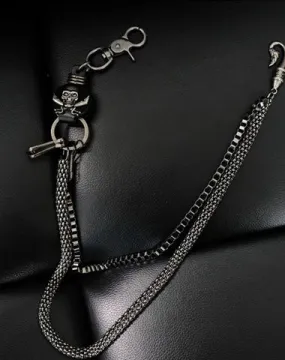 Badass Mens Leather Skull Key Chain Long Pants Chain Biker Wallet Chain For Men