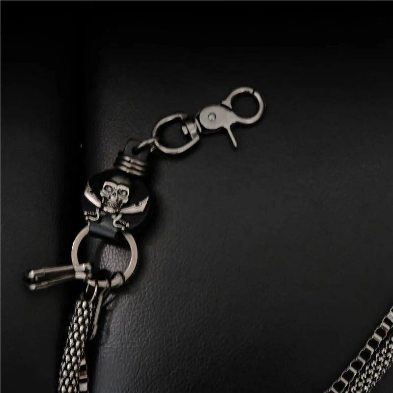 Badass Mens Leather Skull Key Chain Long Pants Chain Biker Wallet Chain For Men