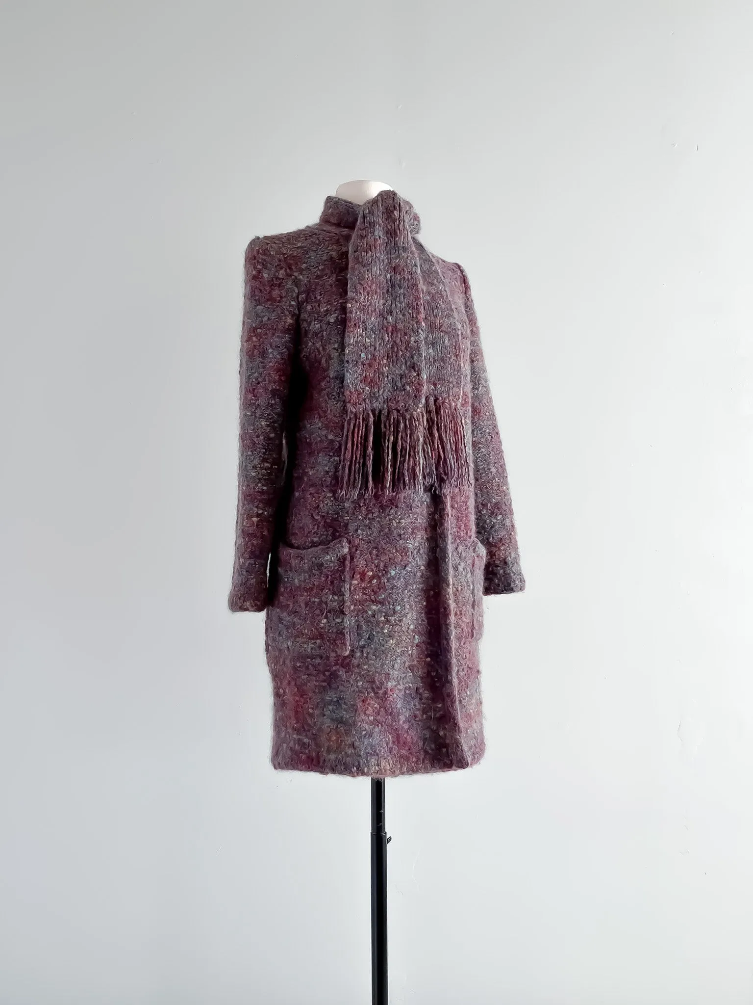 Beautiful 1970s Speckled Mohair Knit Sweater Coat / Sz M