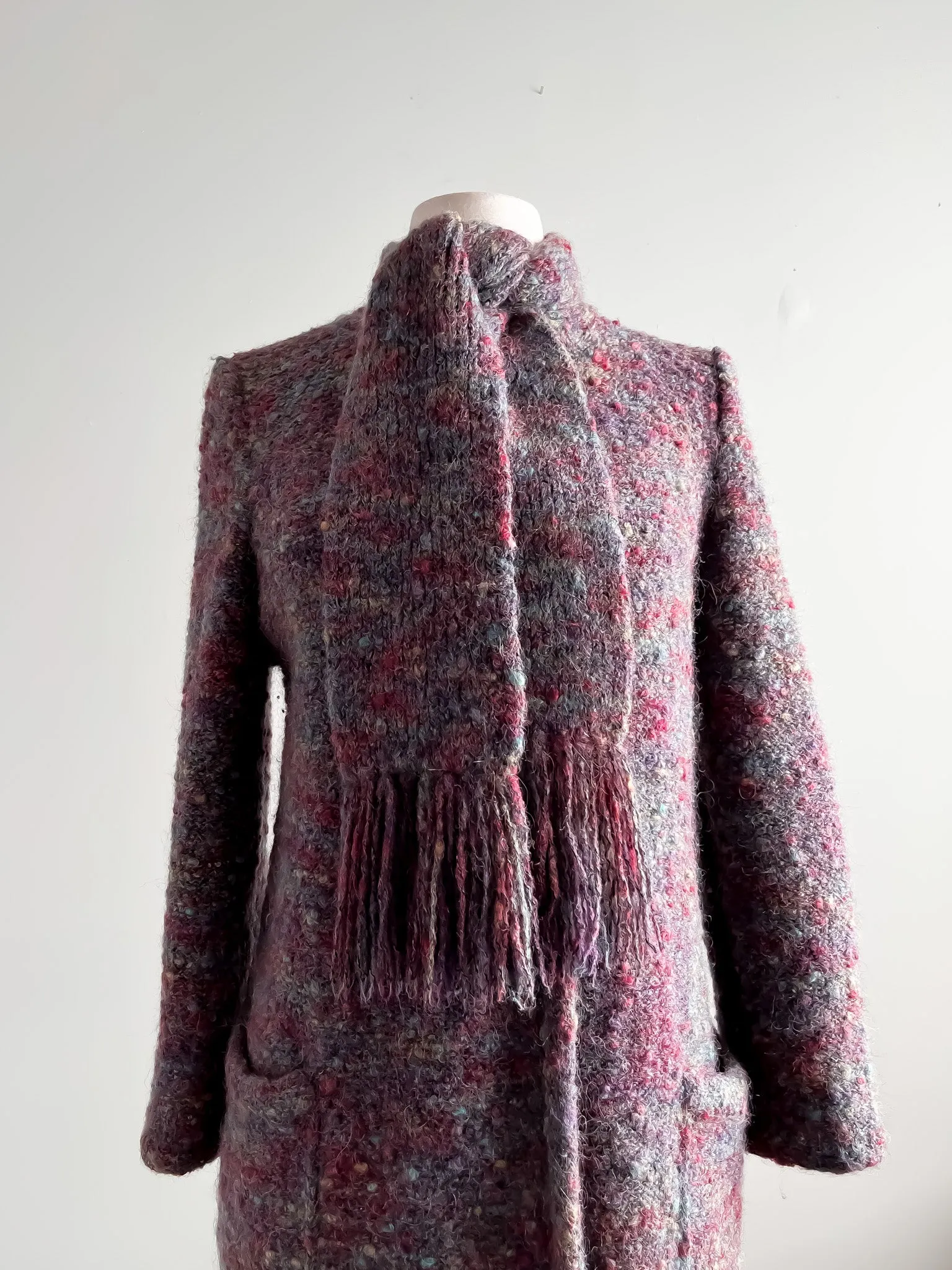 Beautiful 1970s Speckled Mohair Knit Sweater Coat / Sz M