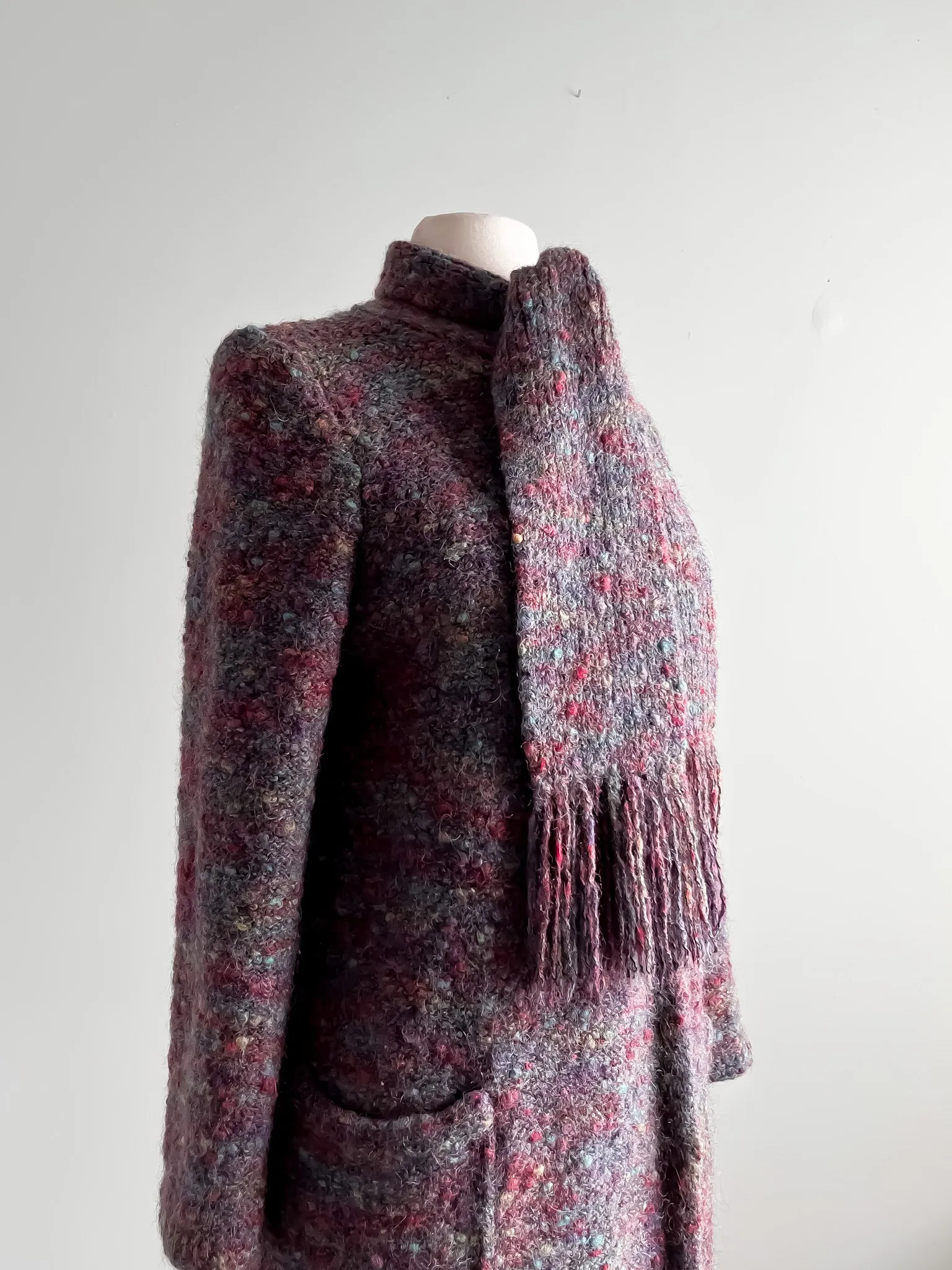 Beautiful 1970s Speckled Mohair Knit Sweater Coat / Sz M