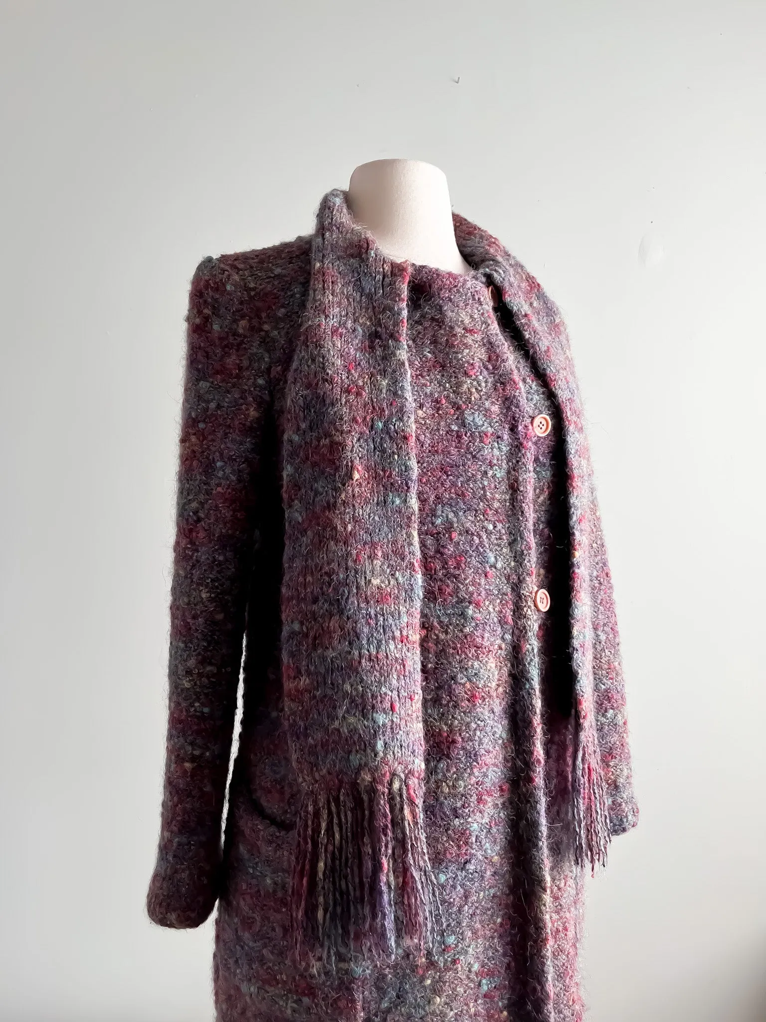 Beautiful 1970s Speckled Mohair Knit Sweater Coat / Sz M